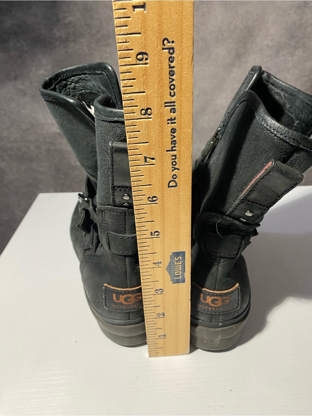 UGG Simmens Black Leather Waterproof Moto Buckle Boots Women Size 8 1008439 - Picture 11 of 11
